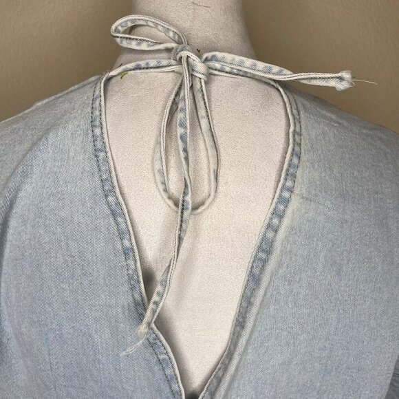 Coco Ceee Blue Denim Romper Button Accent with Pockets Romper Size Med Going Out - Picture 5 of 12